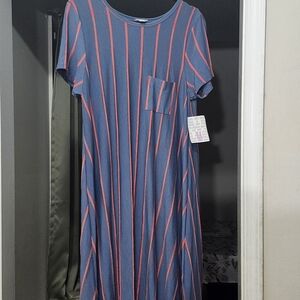 LuLaRoe Blue and Red Striped Top